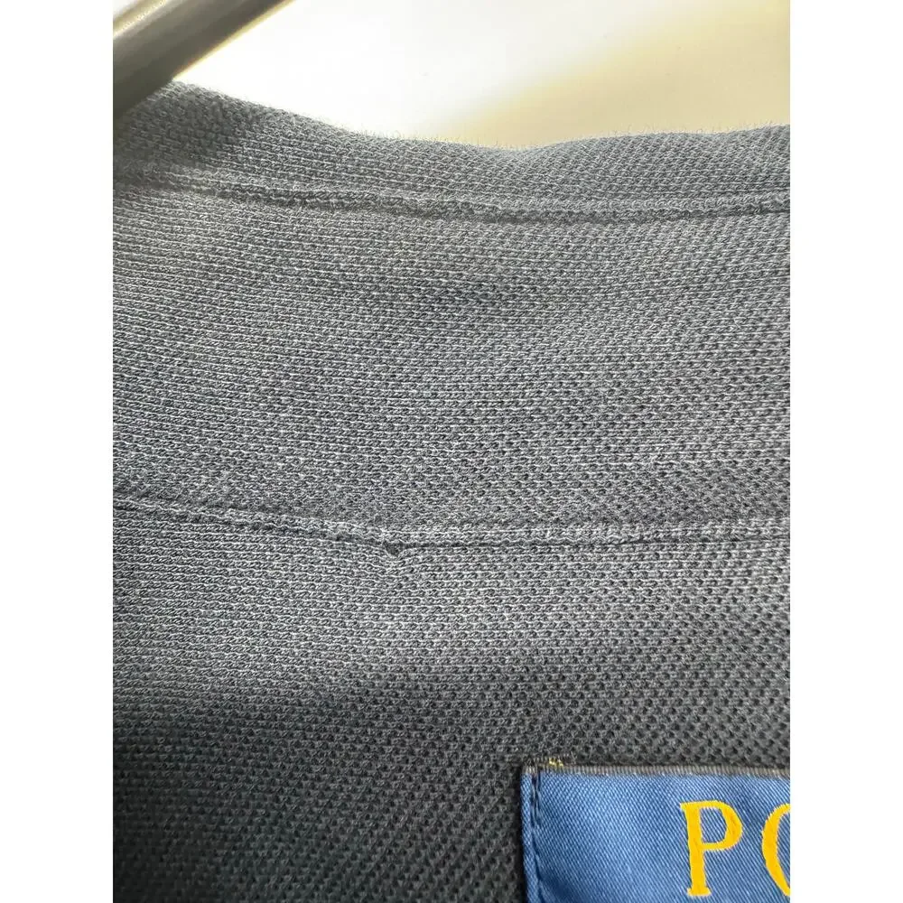 Polo Ralph Lauren Mens Navy Blue Featherweight Mesh Long Sleeve Shirt 4LT Cotton